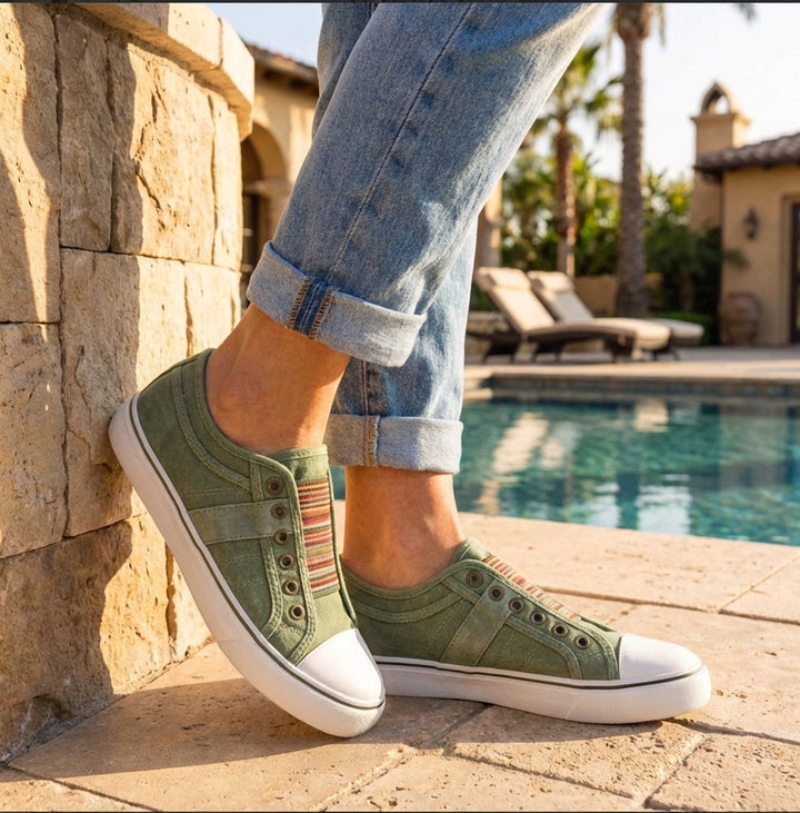 Casual Women's Slip-On Sneakers With Elastic Band And Slip-On Style