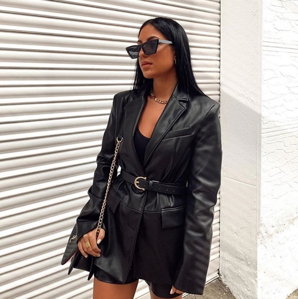 Bethany | Black Leather Chic Blazer