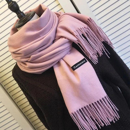 Luxe Warme Kasjmier Sjaal met Franjedetail