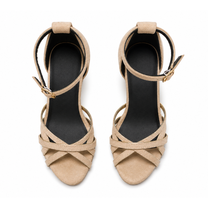 Stijlvolle Bruine Dames Sandalen Met Blokhak En Bandjes