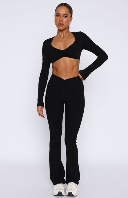 Comfortabele Dames Flared Legging met Hoge Taille en Stretch