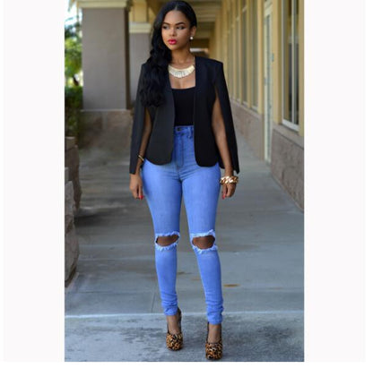 Elegante Stijlvolle Dames Blazer Met Open Mouwen