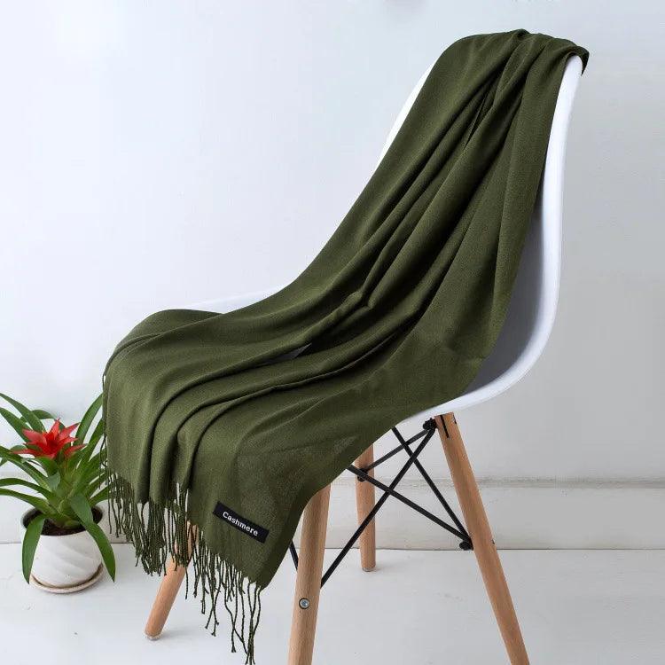Écharpe en cachemire chaude et luxueuse avec franges