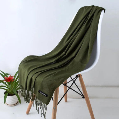 Luxe Warme Kasjmier Sjaal met Franjedetail