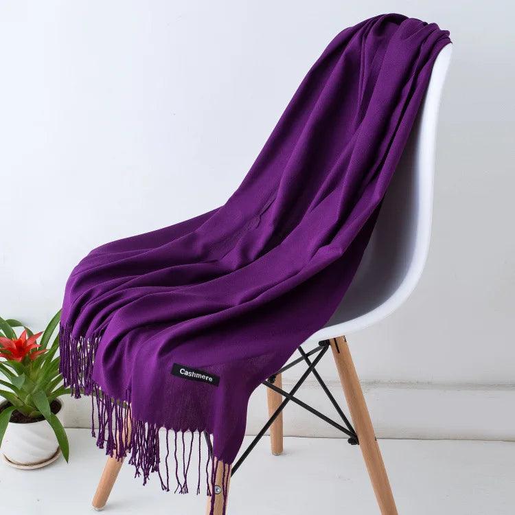 Écharpe en cachemire chaude et luxueuse avec franges