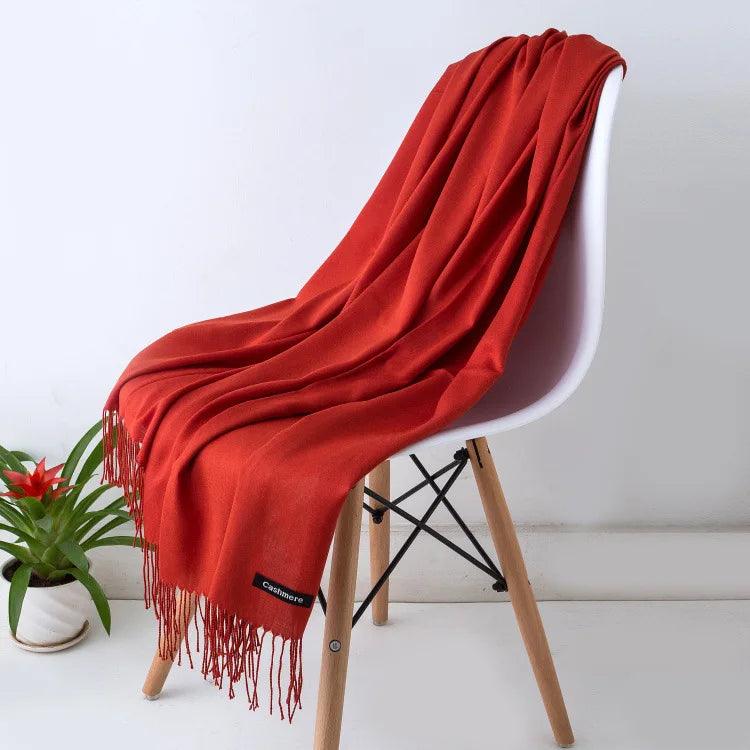 Écharpe en cachemire chaude et luxueuse avec franges