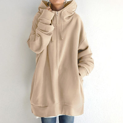 Oversized Comfortabele Dames Hoodie met Rits en Capuchon
