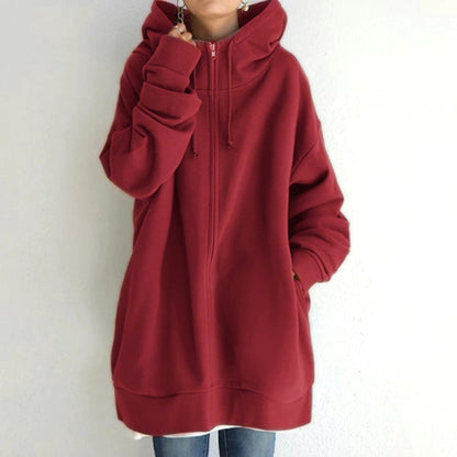 Oversized Comfortabele Dames Hoodie met Rits en Capuchon