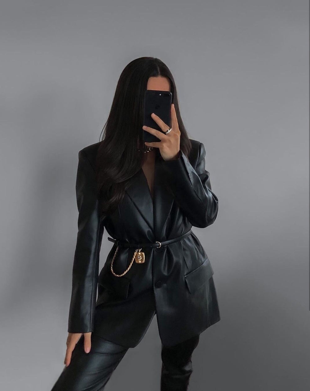 Bethany | Black Leather Chic Blazer