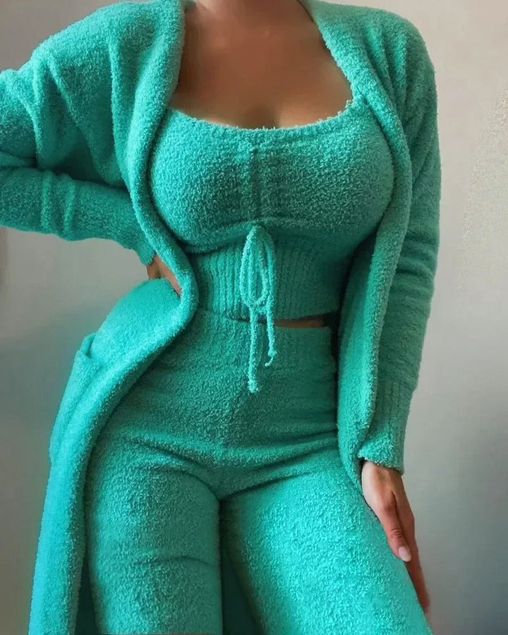 Ensemble Teddy Confortable Femme avec Gilet Doux et Pantalon