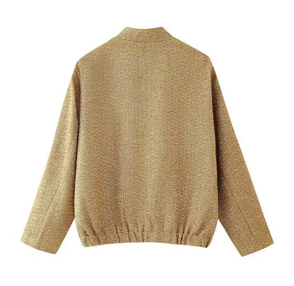 Stijlvolle Elegante Dames Bomberjack met Goud Pailletten