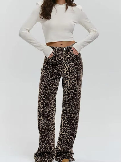 Anke | Flared Broek met Panterprint