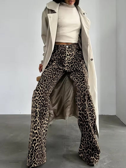 Anke | Flared Broek met Panterprint