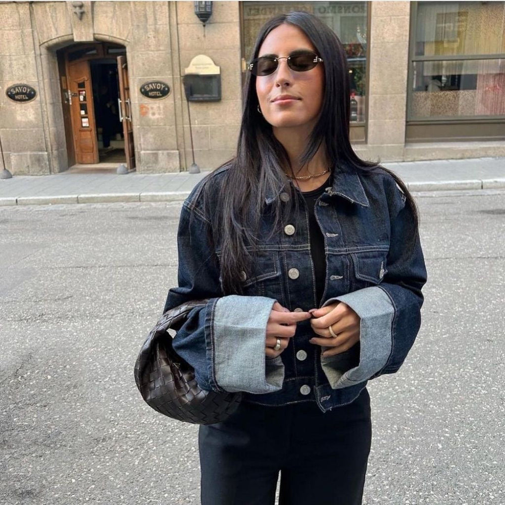 Katie | Denimowy zestaw z jeansami o szerokich nogawkach