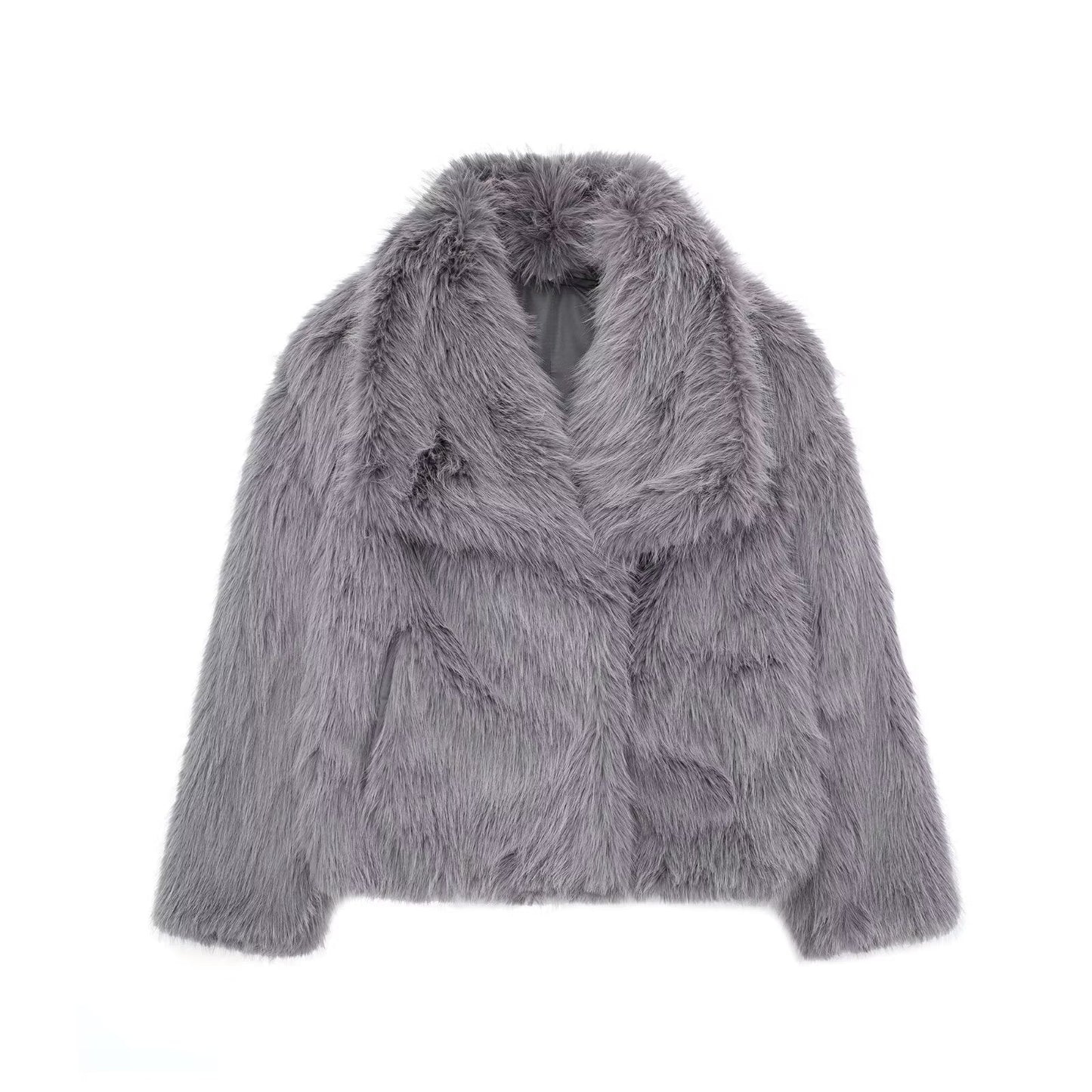 Luxe zachte dames jas met elegant faux fur design