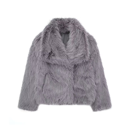 Luxe zachte dames jas met elegant faux fur design