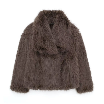 Luxe zachte dames jas met elegant faux fur design