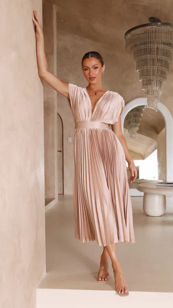 Kamak | Pleated Dress with Deep Neckline