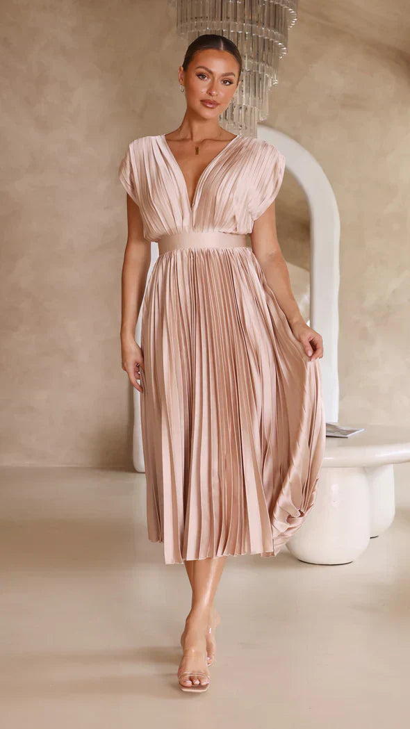 Kamak | Pleated Dress with Deep Neckline