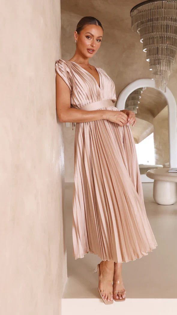Kamak | Pleated Dress with Deep Neckline