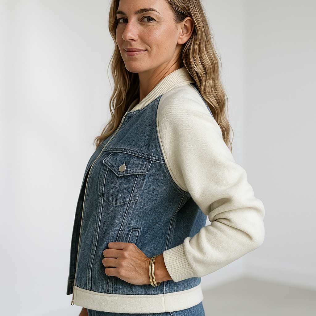 Stylish Denim Jacket with Soft Sleeves for Women