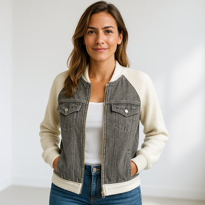 Stijlvolle Denim Jas met Zachte Mouwen voor Vrouwen