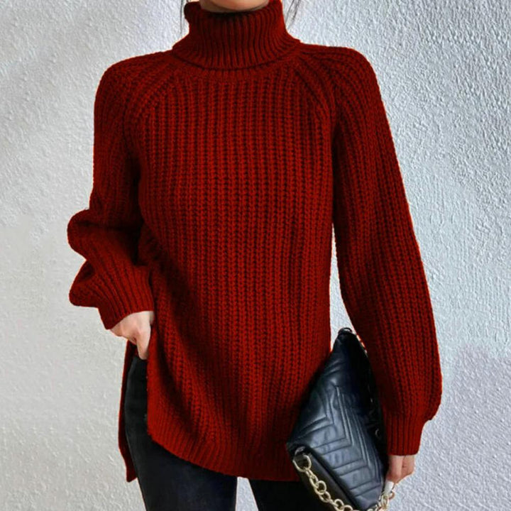 Winter Oversized Knit Women's Turtleneck Sweater with Wide Sleeves