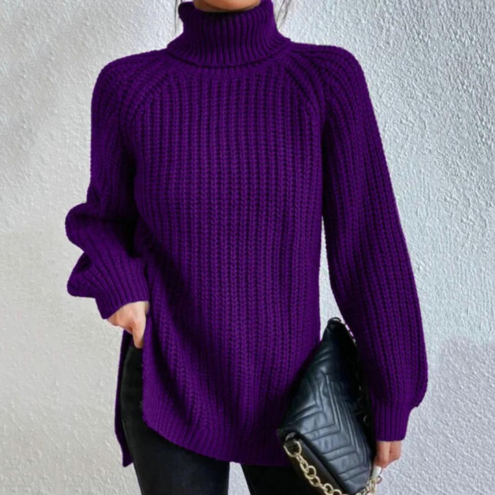 Winter Oversized Knit Women's Turtleneck Sweater with Wide Sleeves