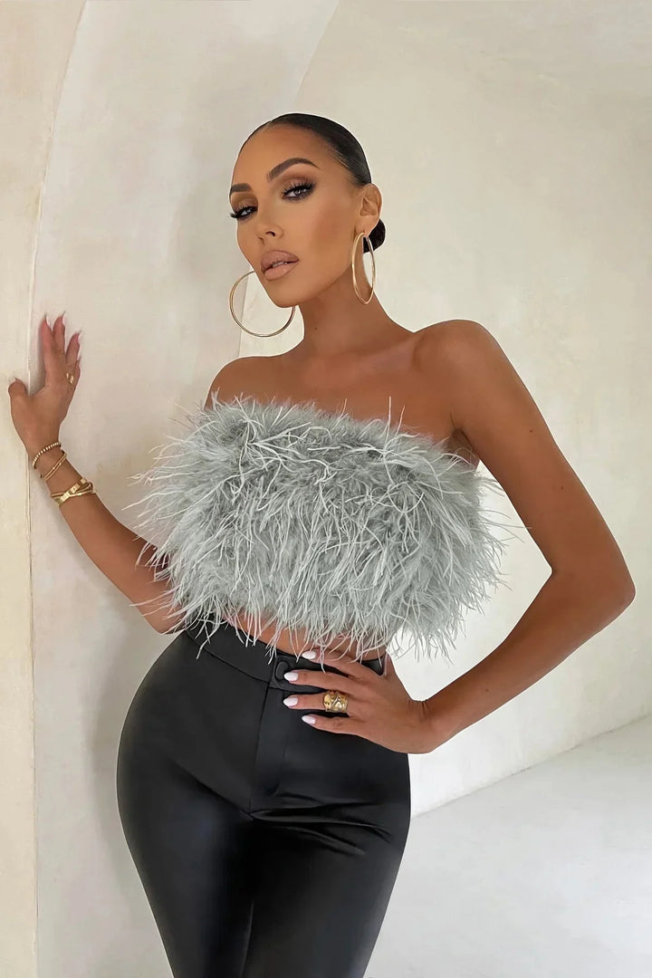 Genevieve | Crop top à plumes