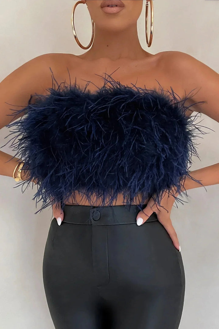 Genevieve | Crop top à plumes