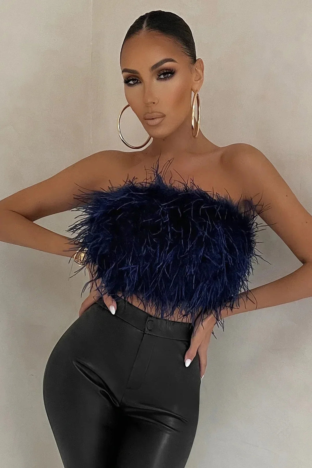 Genevieve | Crop top à plumes