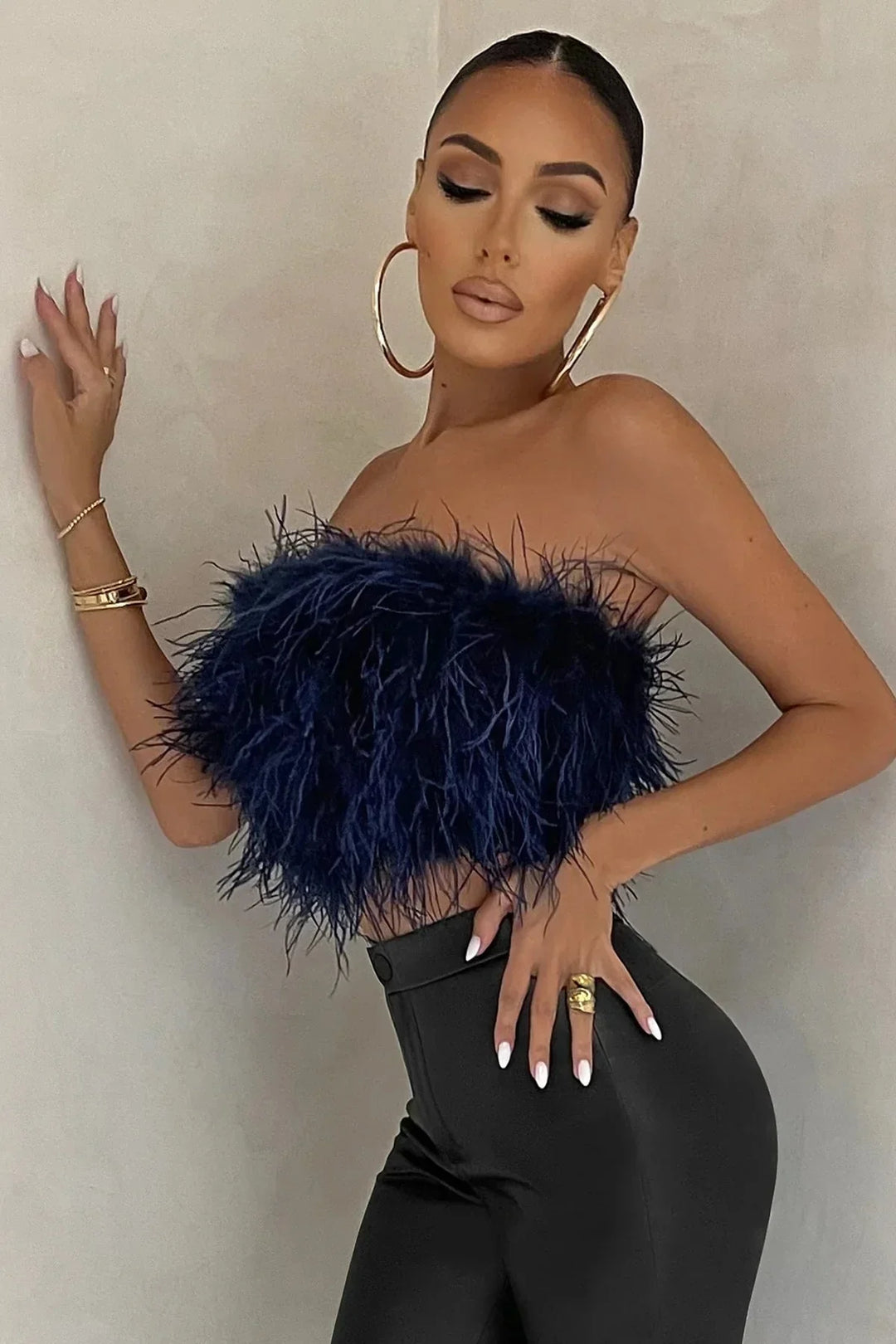 Genevieve | Crop top à plumes