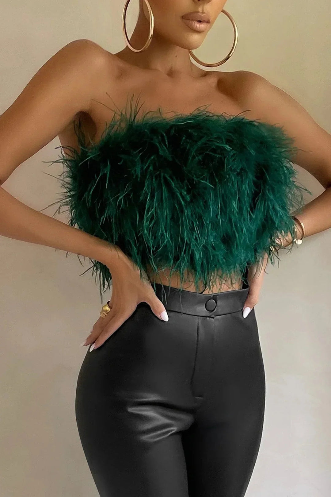 Genevieve | Crop top à plumes