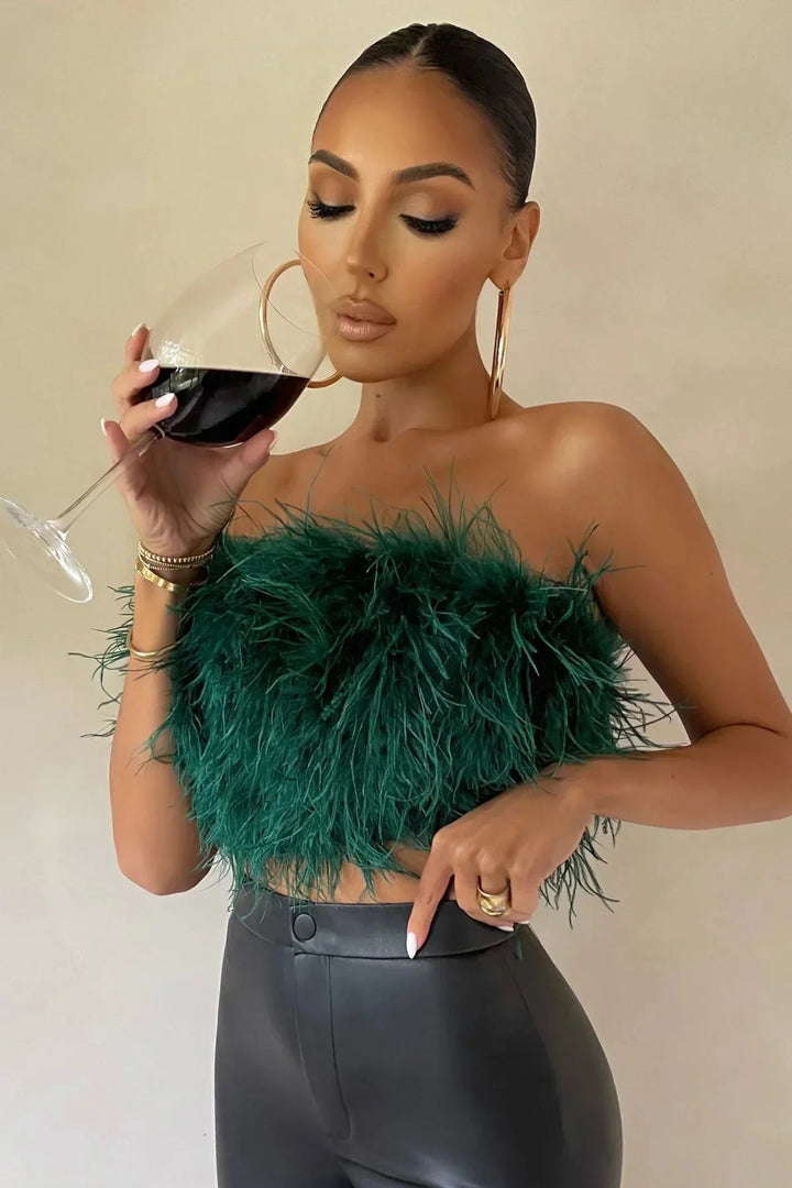 Genevieve | Crop top à plumes