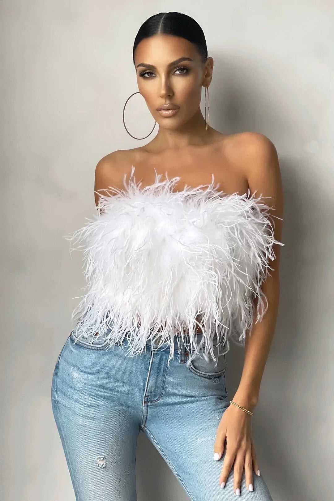 Genevieve | Crop top à plumes