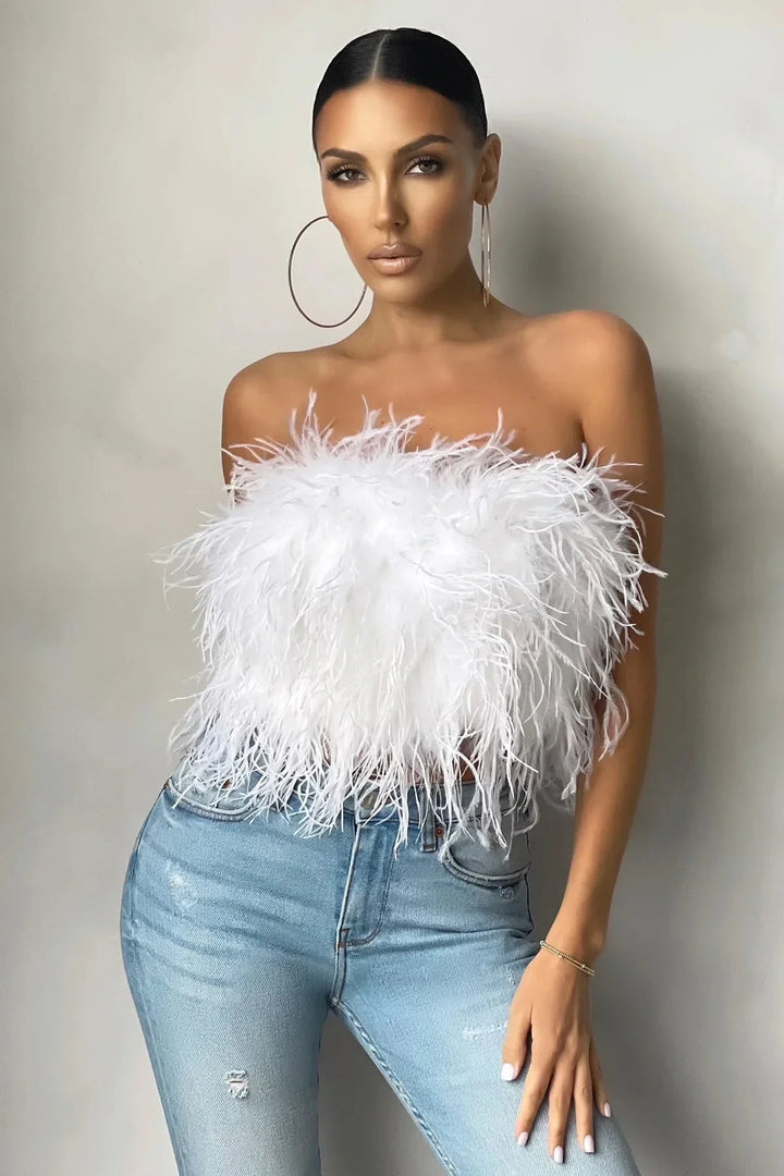 Genevieve | Crop top à plumes