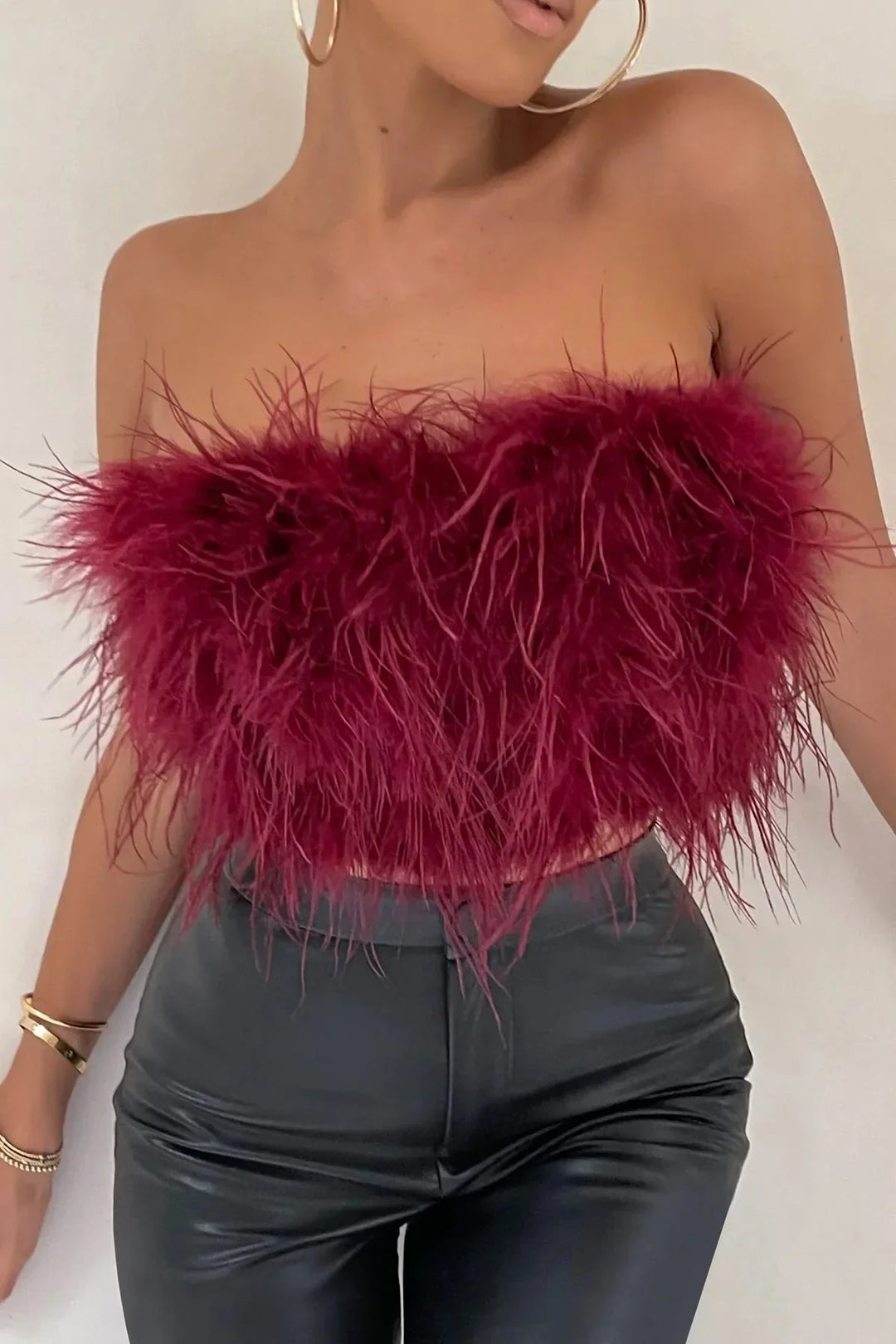 Genevieve | Crop top à plumes