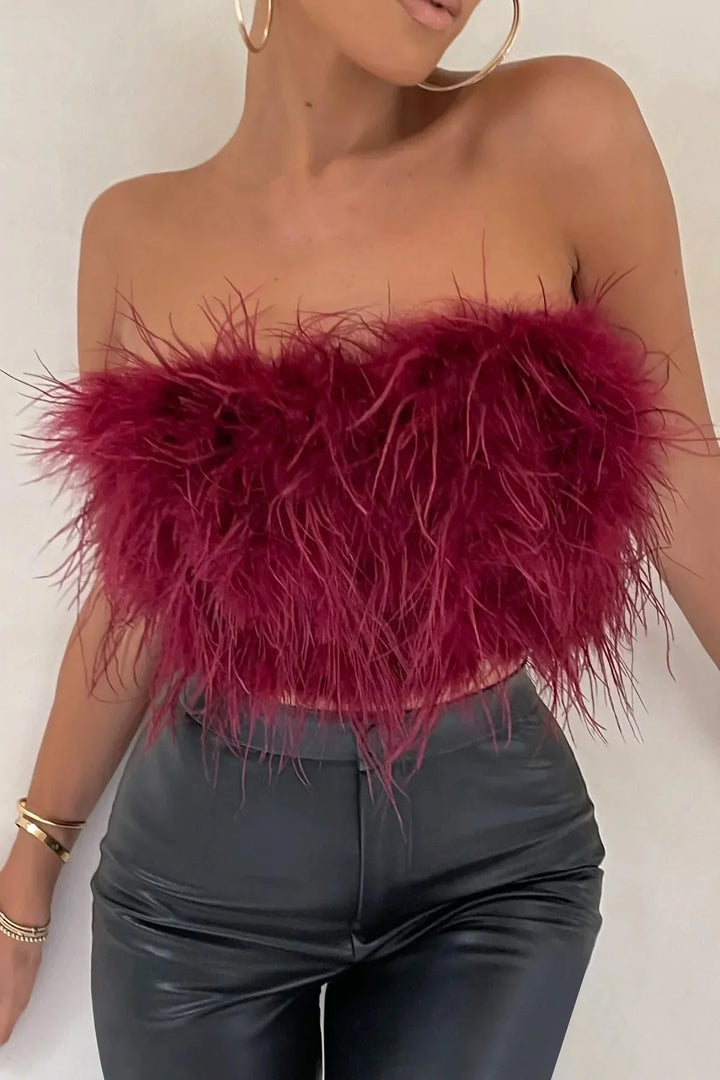 Genevieve | Crop top à plumes