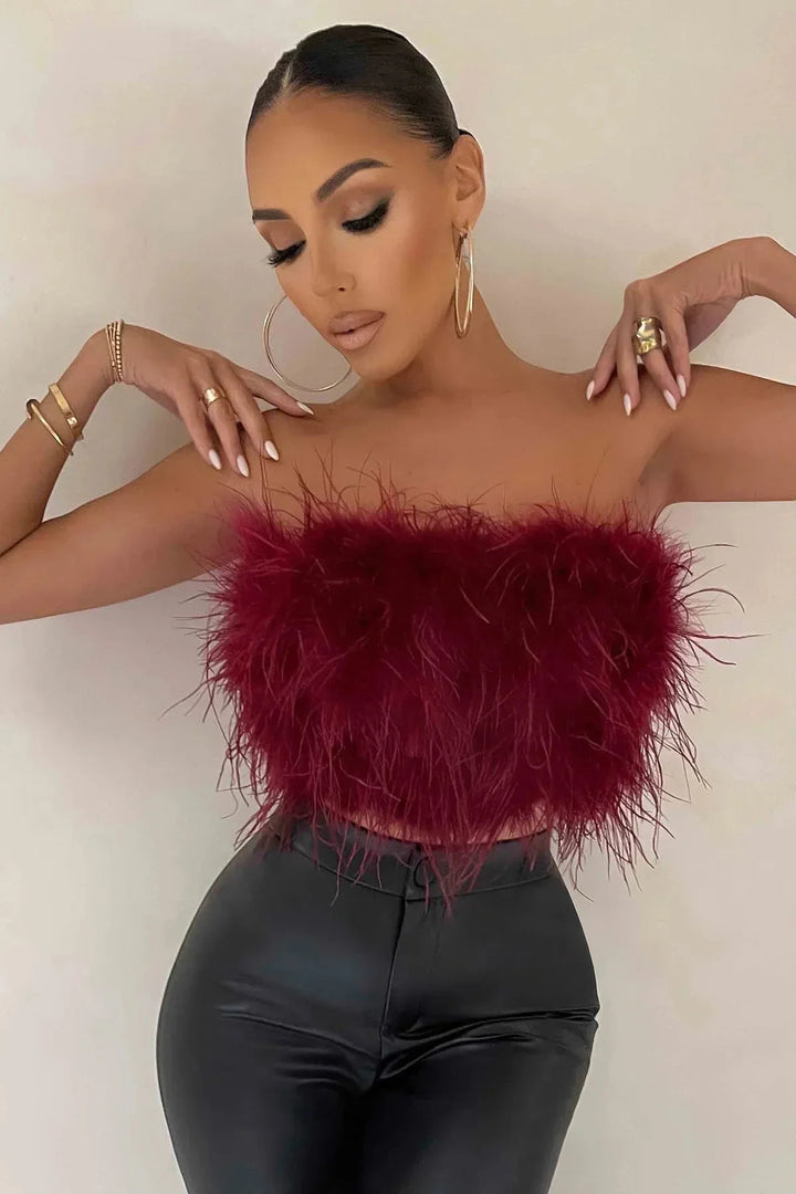 Genevieve | Crop top à plumes