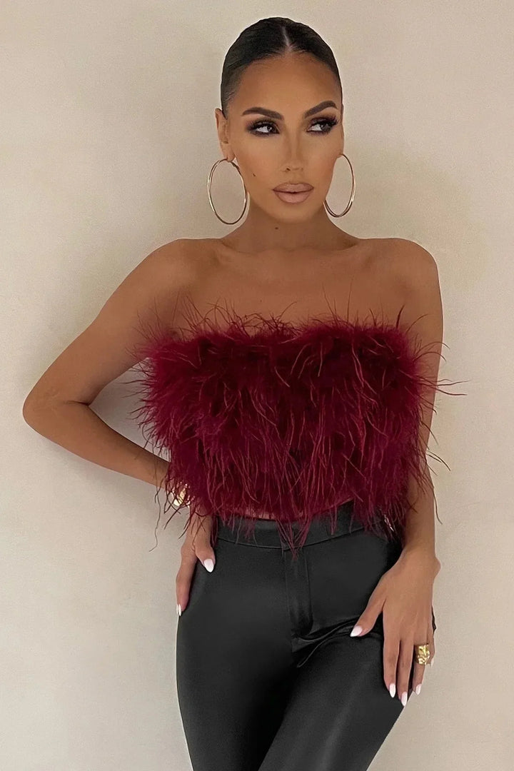 Genevieve | Crop top à plumes