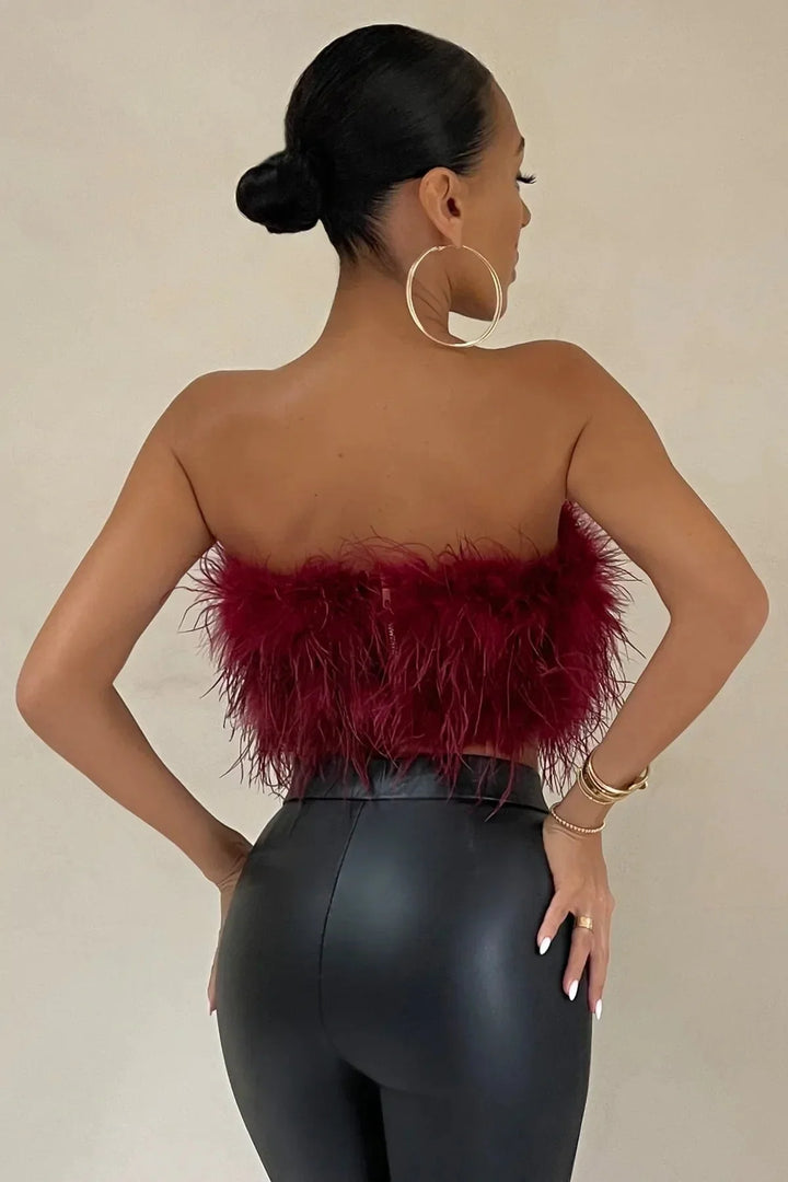 Genevieve | Crop top à plumes