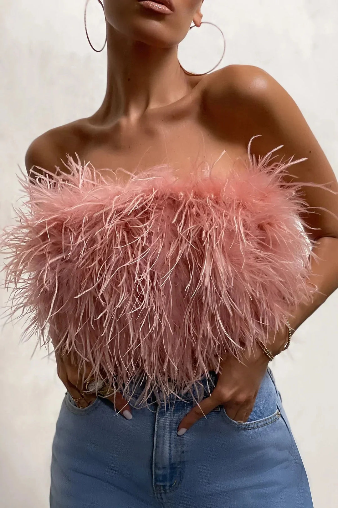 Genevieve | Crop top à plumes