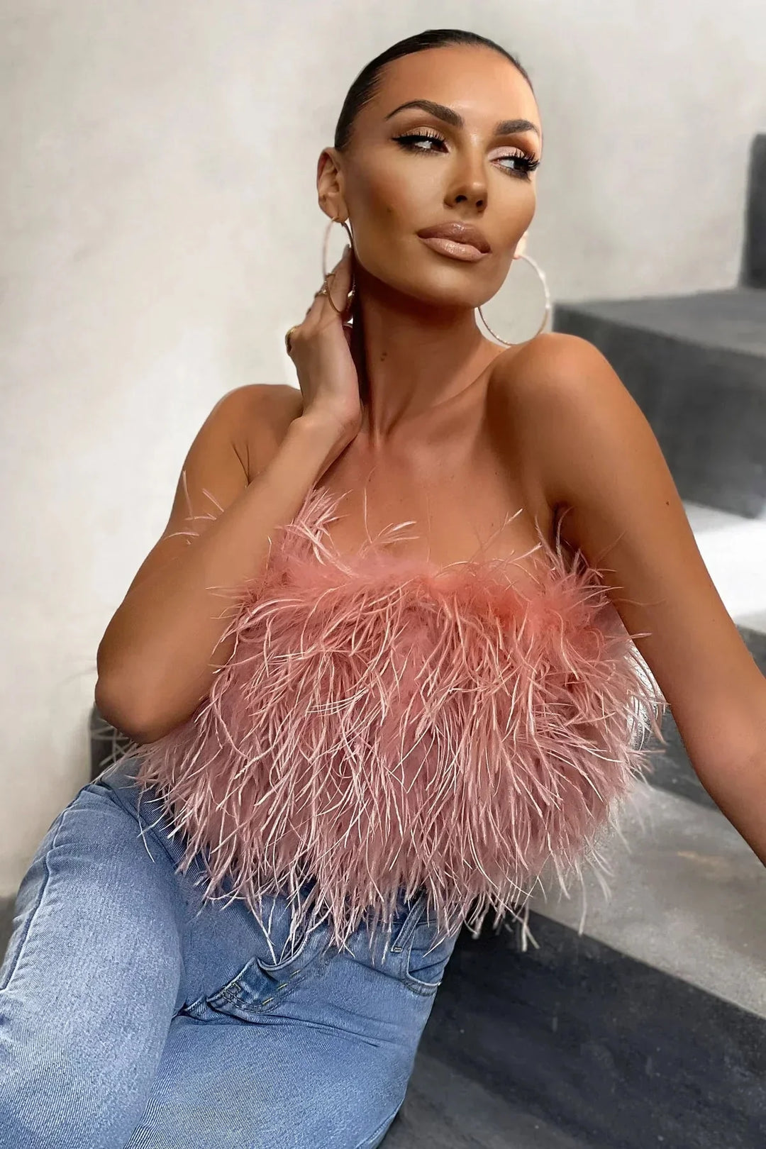 Genevieve | Crop top à plumes