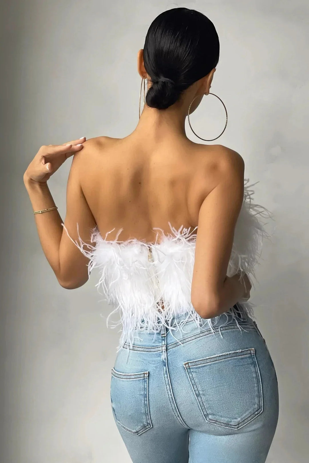 Genevieve | Crop top à plumes