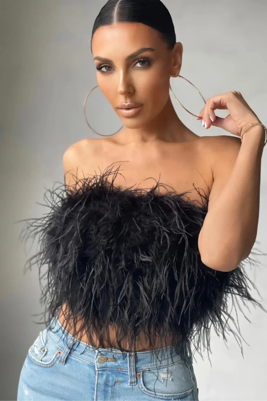 Genevieve | Crop top à plumes