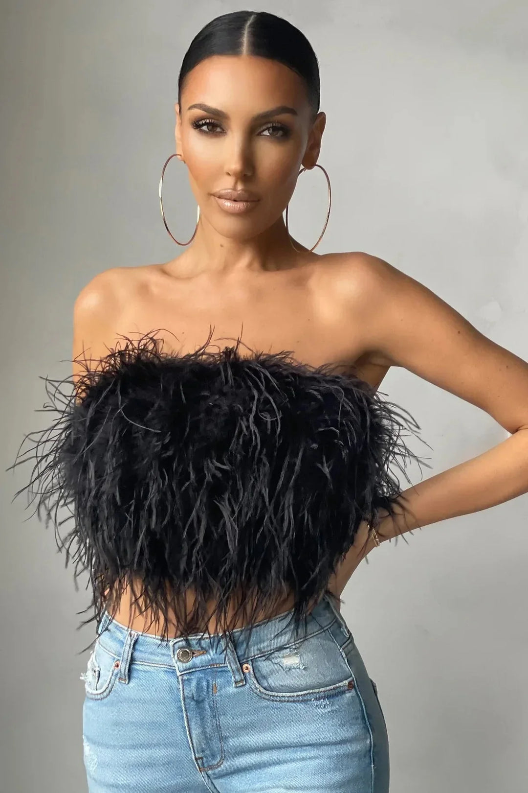Genevieve | Crop top à plumes