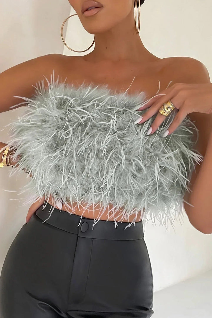 Genevieve | Crop top à plumes
