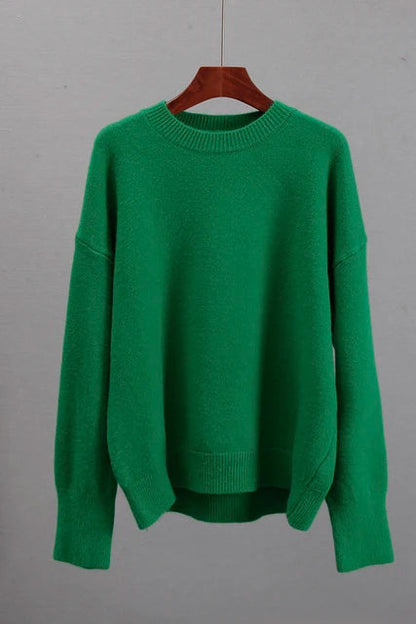 Oversized Dames Zachte Trui met Lange Mouwen en Geribde Boorden