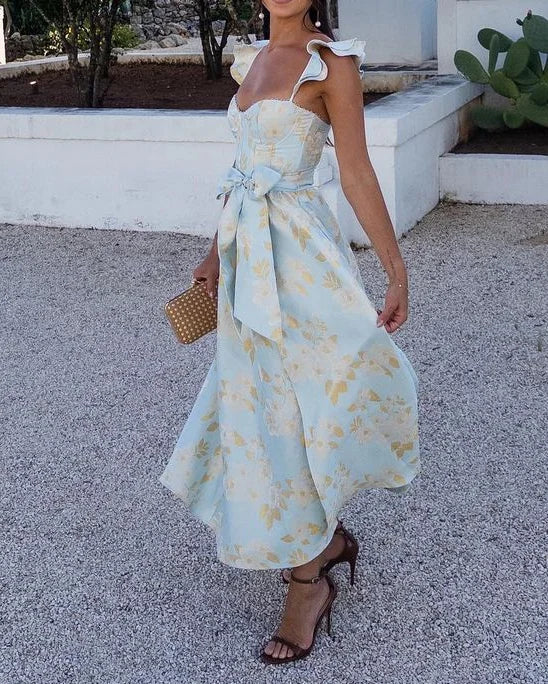 Alba | Romantische Midi Jurk met Strik