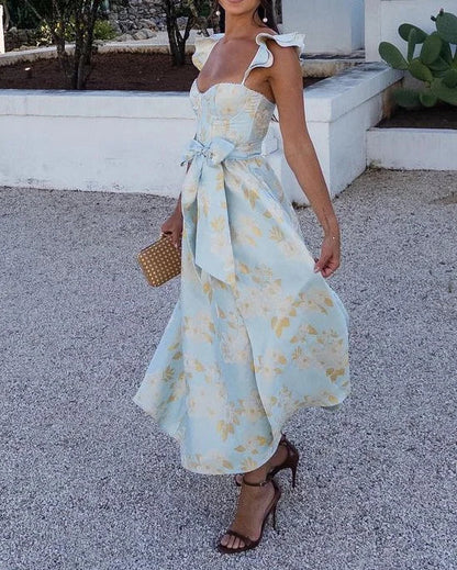 Alba | Romantische Midi Jurk met Strik